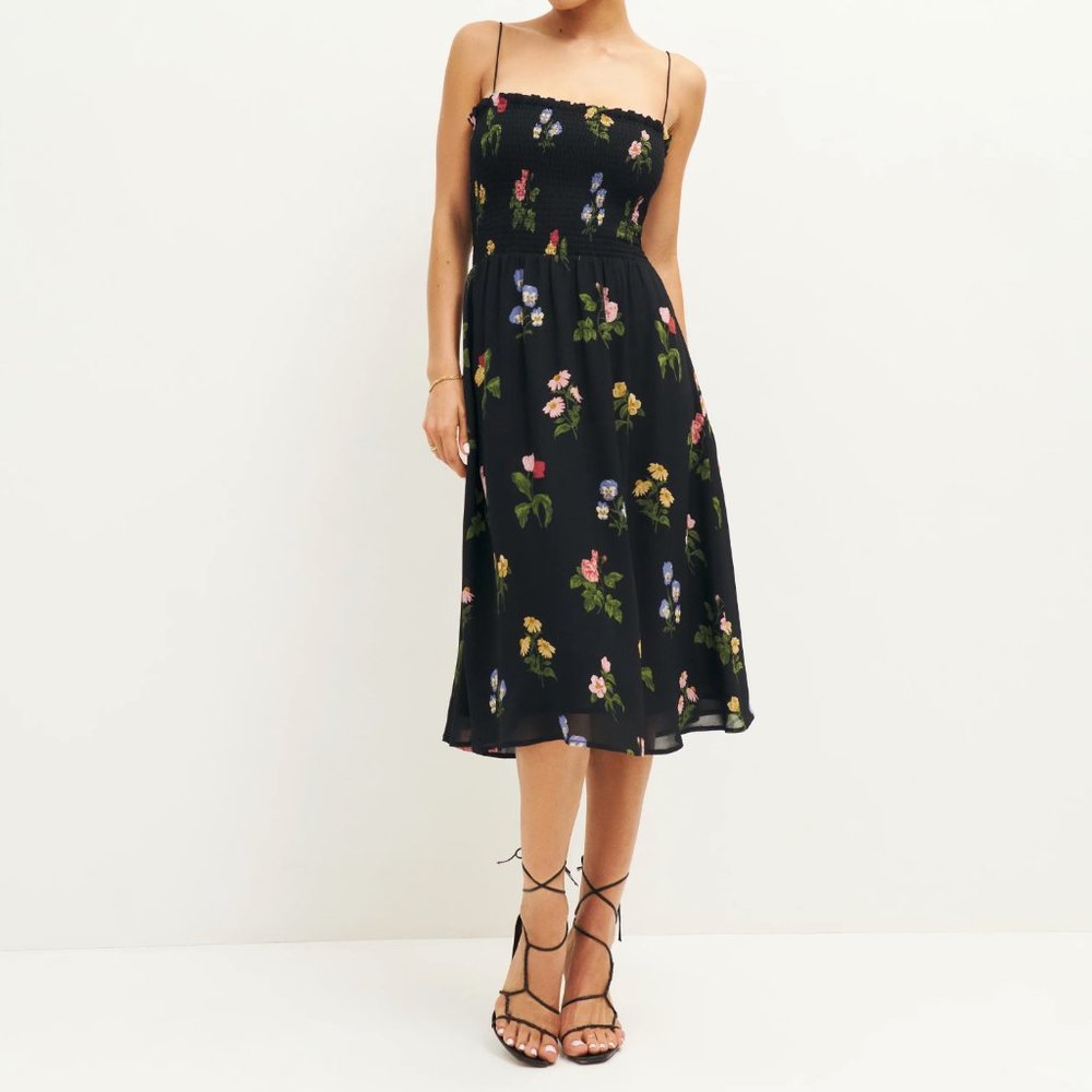 Reformation Sable Midi Dress - Night Bloom - Size Small - NWT